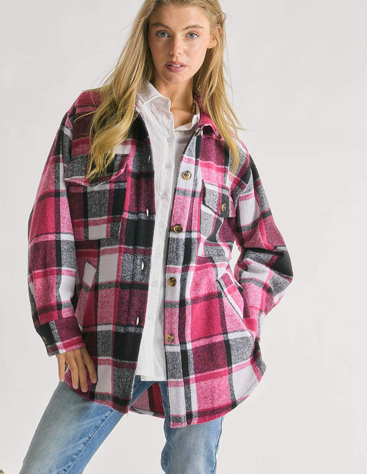 TENS -  Plaid Charm Oversized Shirt Jacket