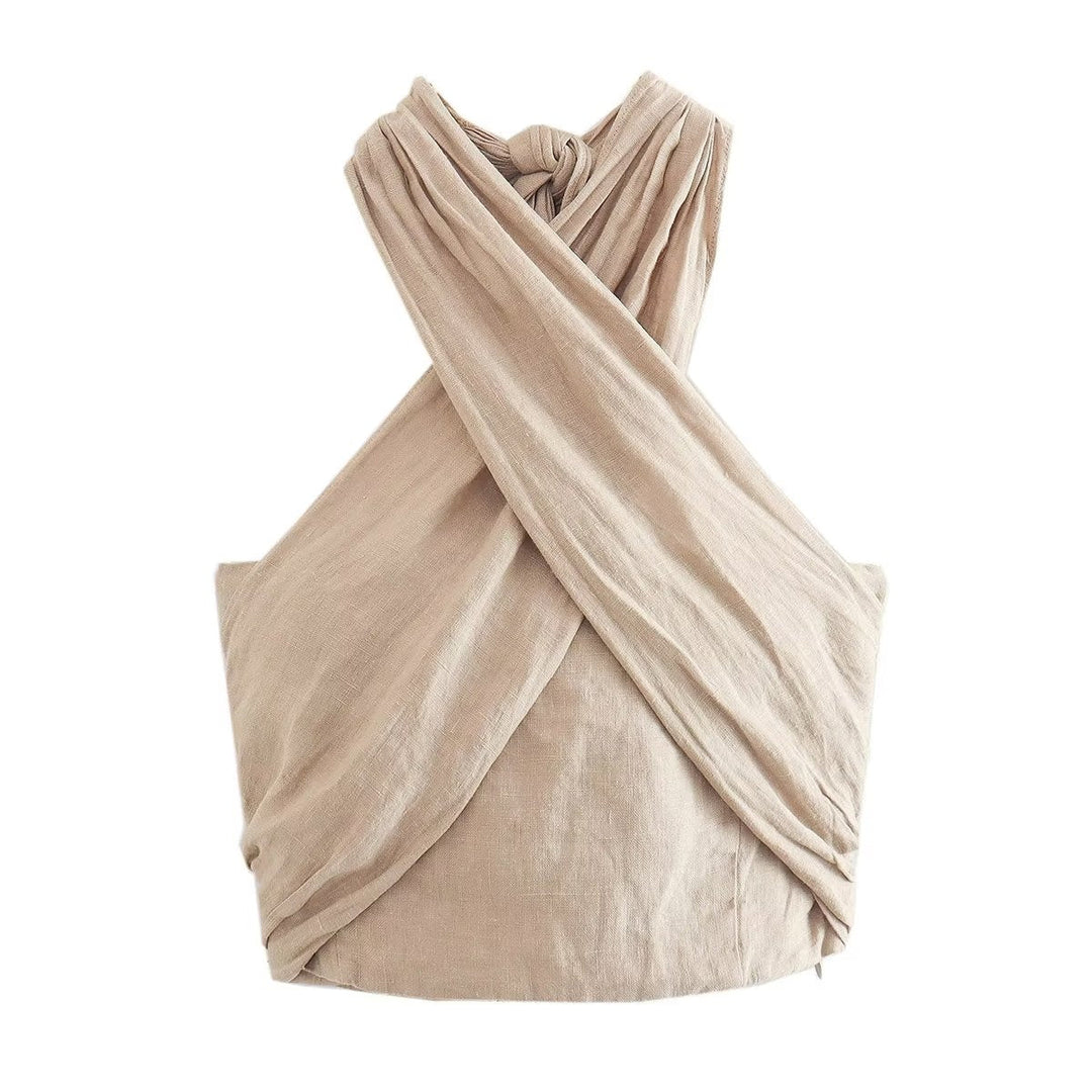 NELLE - Linen Halter Top and Wide-Leg Pants Set