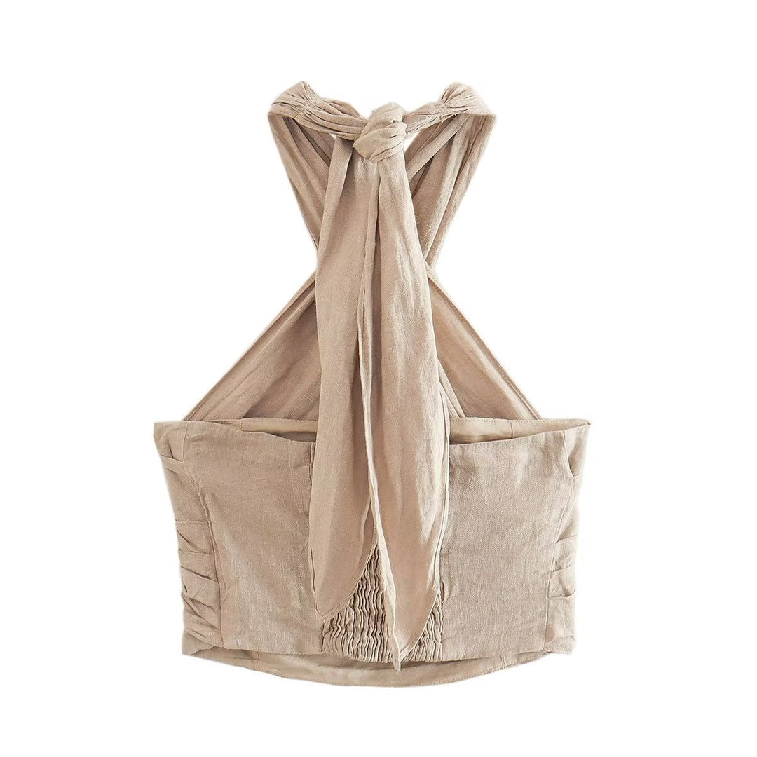 NELLE - Linen Halter Top and Wide-Leg Pants Set