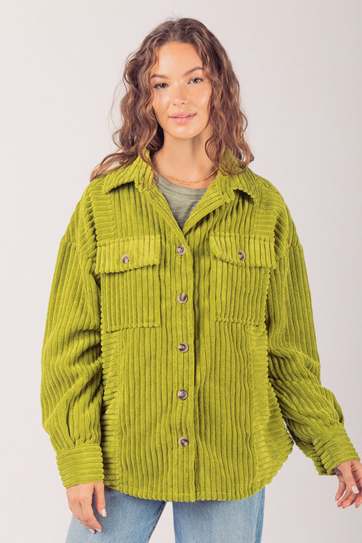 PUQ -  Autumn Corduroy Textured Button-Up Jacket