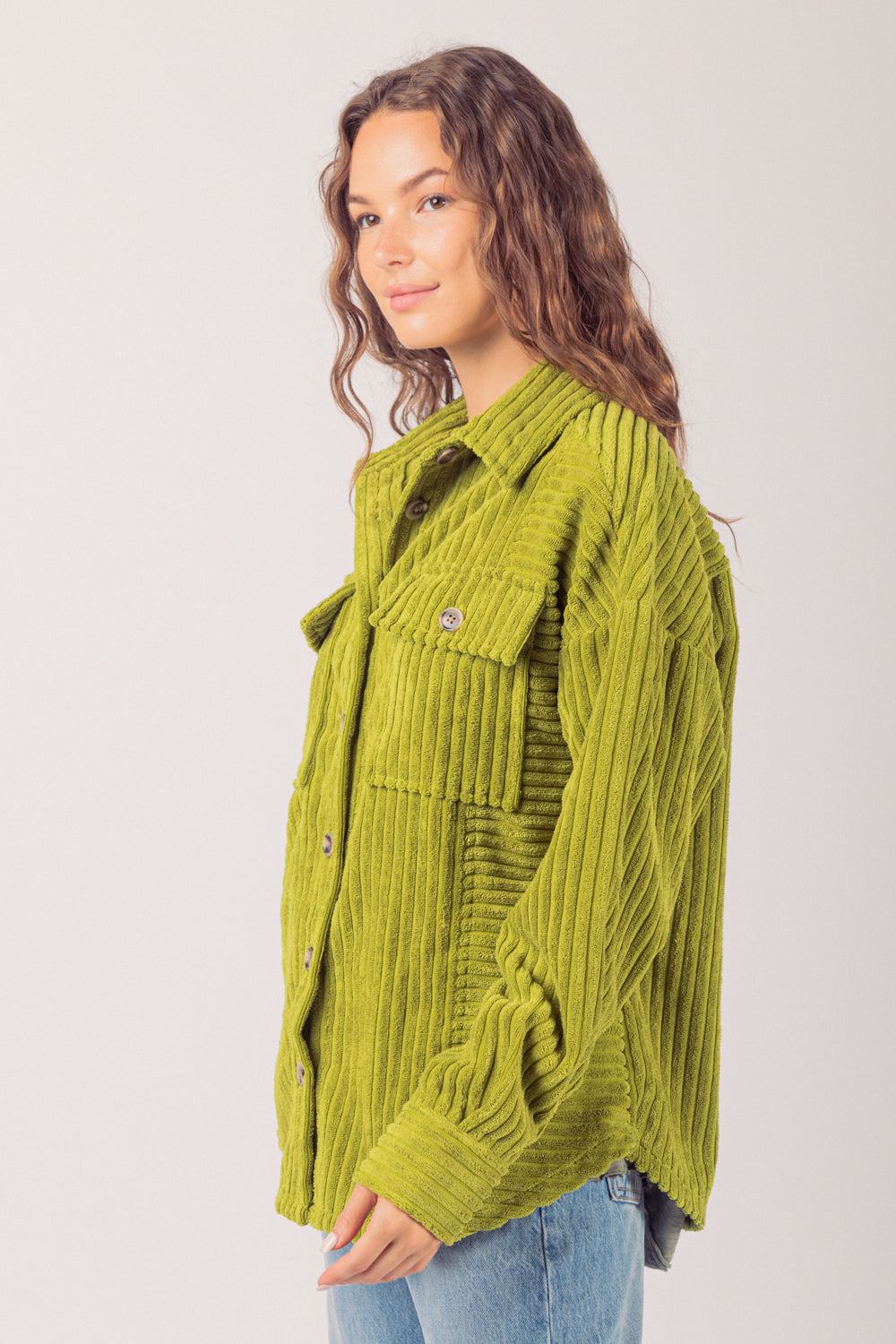 PUQ -  Autumn Corduroy Textured Button-Up Jacket