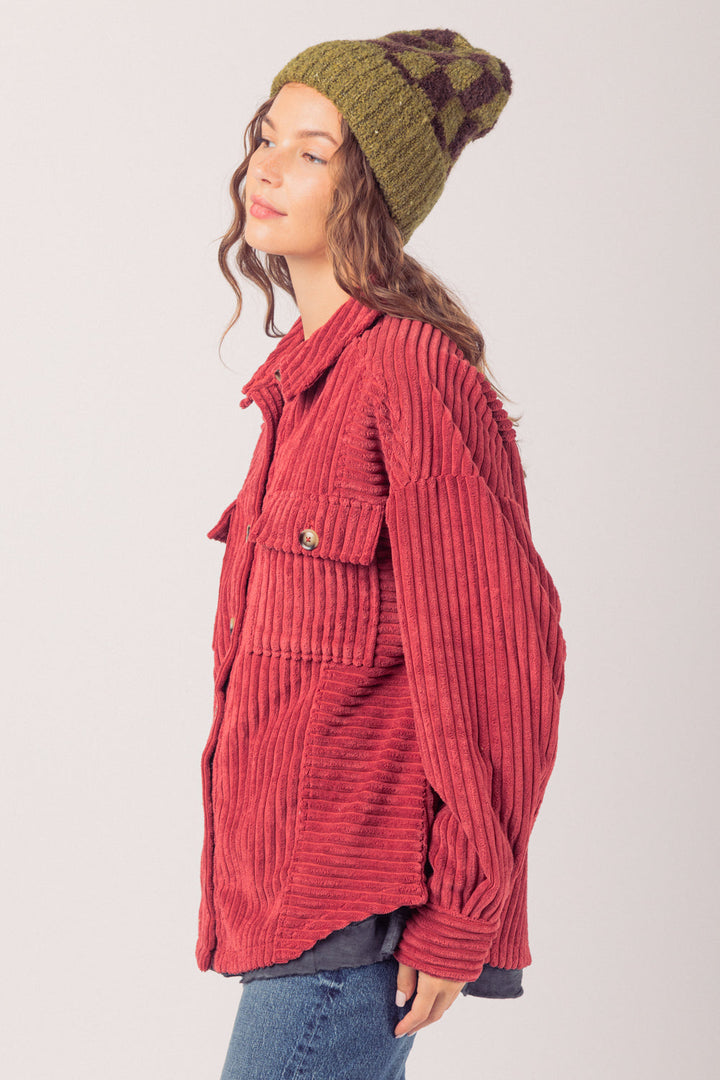 PUQ -  Autumn Corduroy Textured Button-Up Jacket