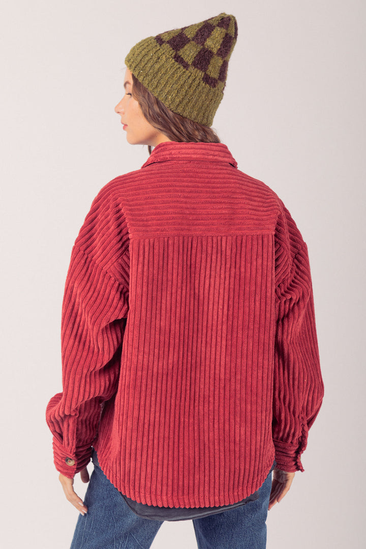 PUQ -  Autumn Corduroy Textured Button-Up Jacket