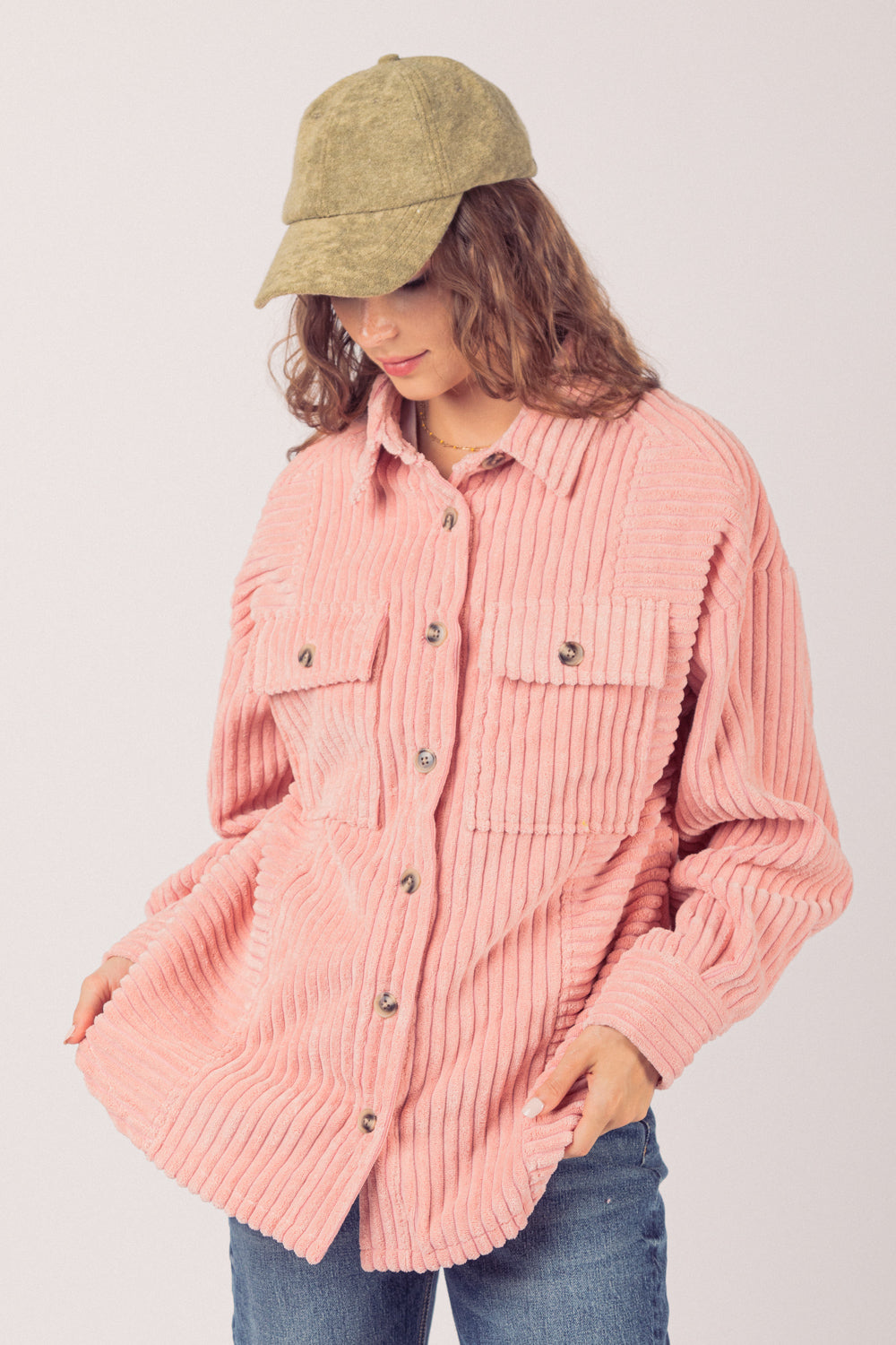 PUQ -  Autumn Corduroy Textured Button-Up Jacket
