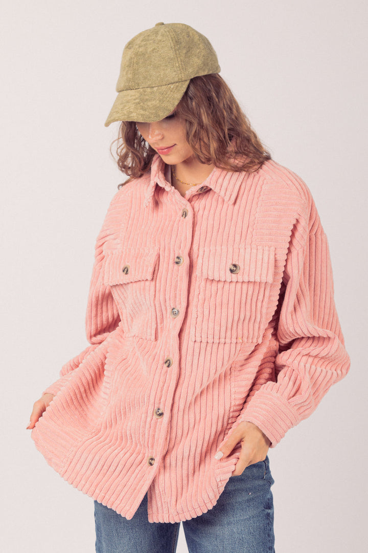 PUQ -  Autumn Corduroy Textured Button-Up Jacket
