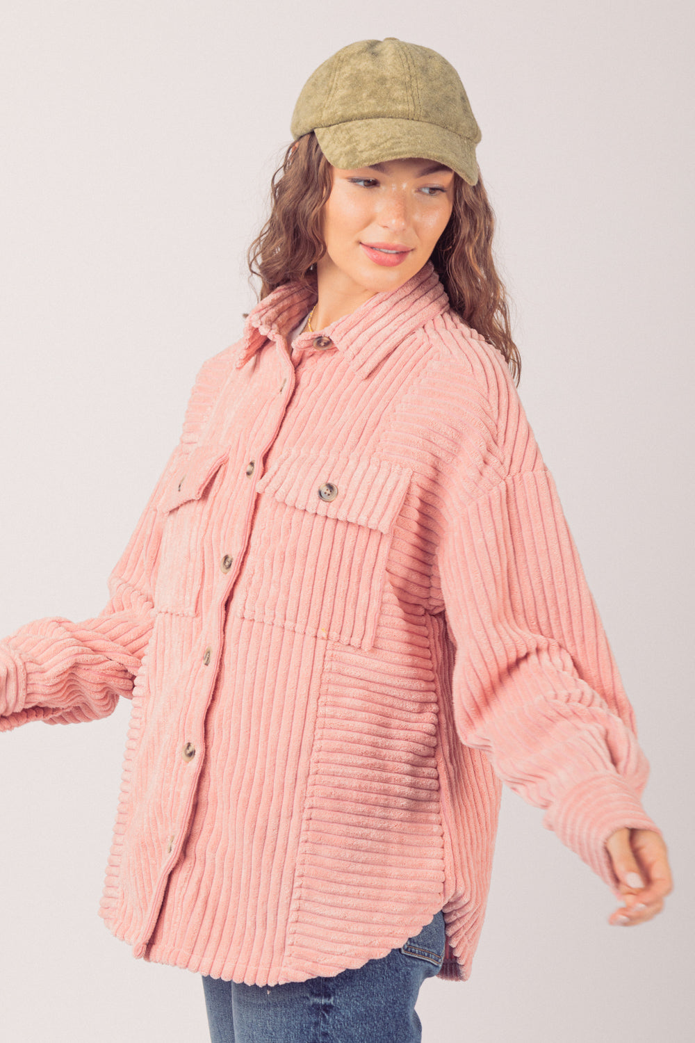 PUQ -  Autumn Corduroy Textured Button-Up Jacket