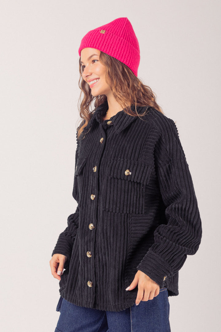PUQ -  Autumn Corduroy Textured Button-Up Jacket