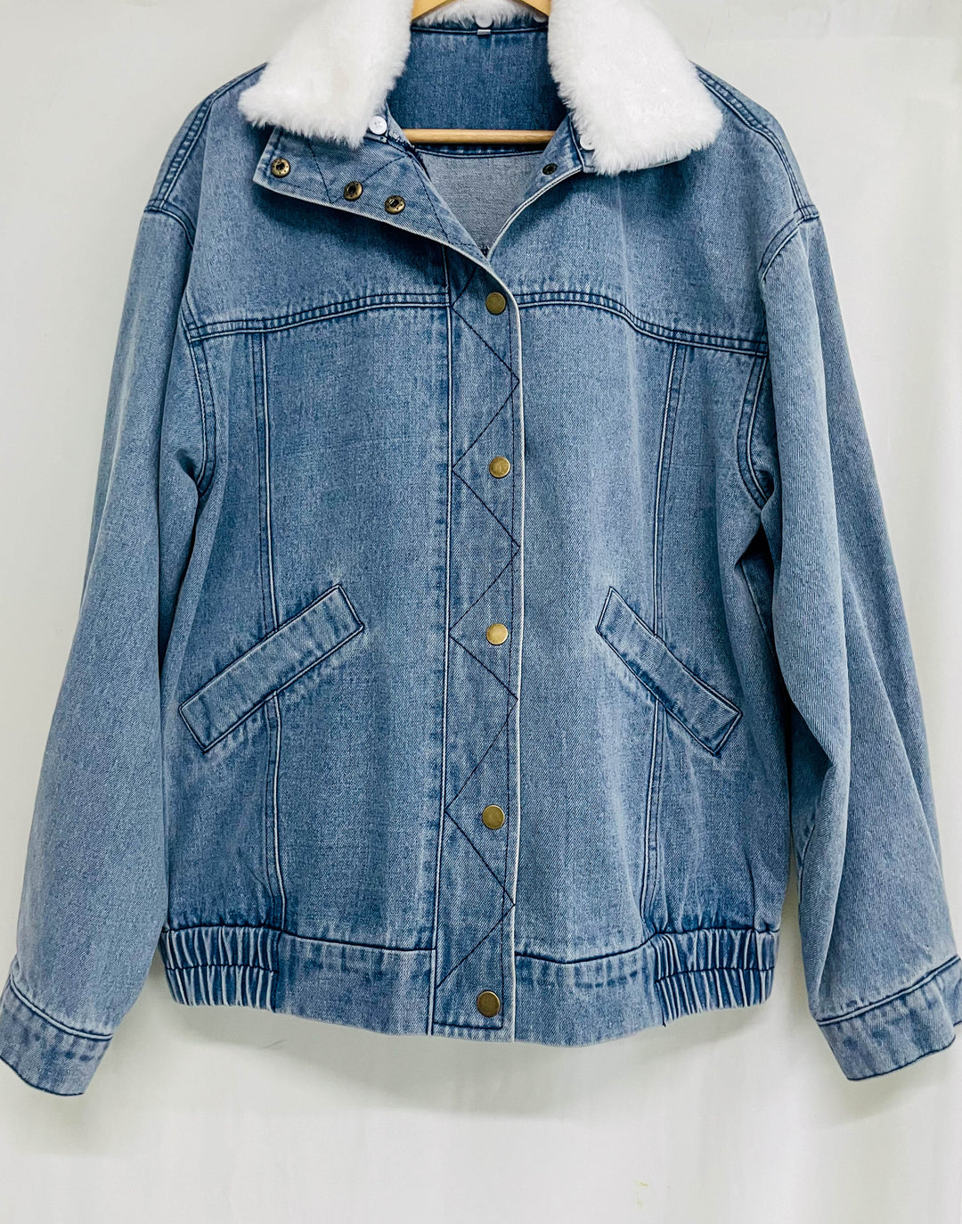 SENN - Women's Washed Denim Jacket Fleece Collar