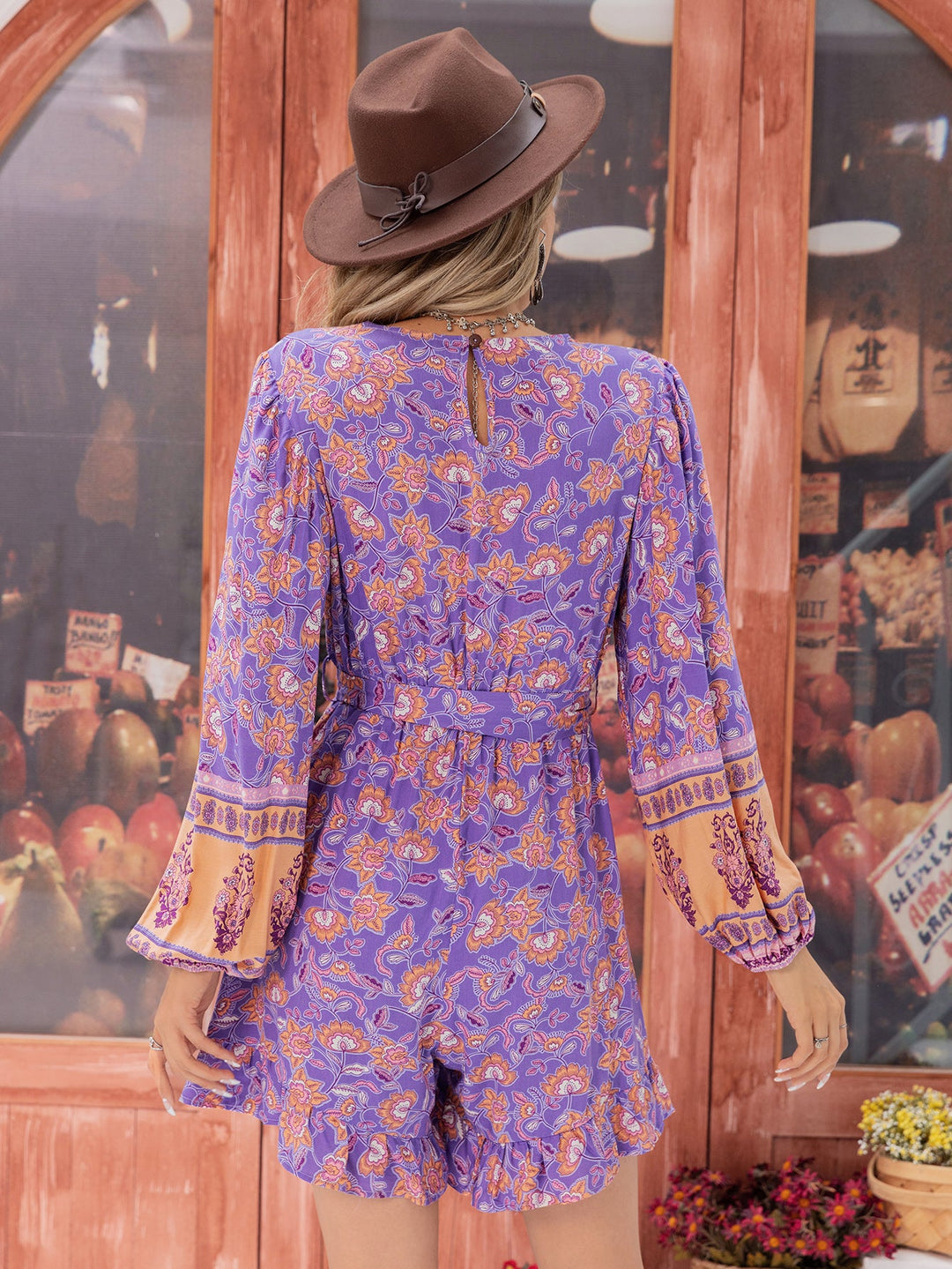 NOA - Boho Floral Long-Sleeve Jumpsuit