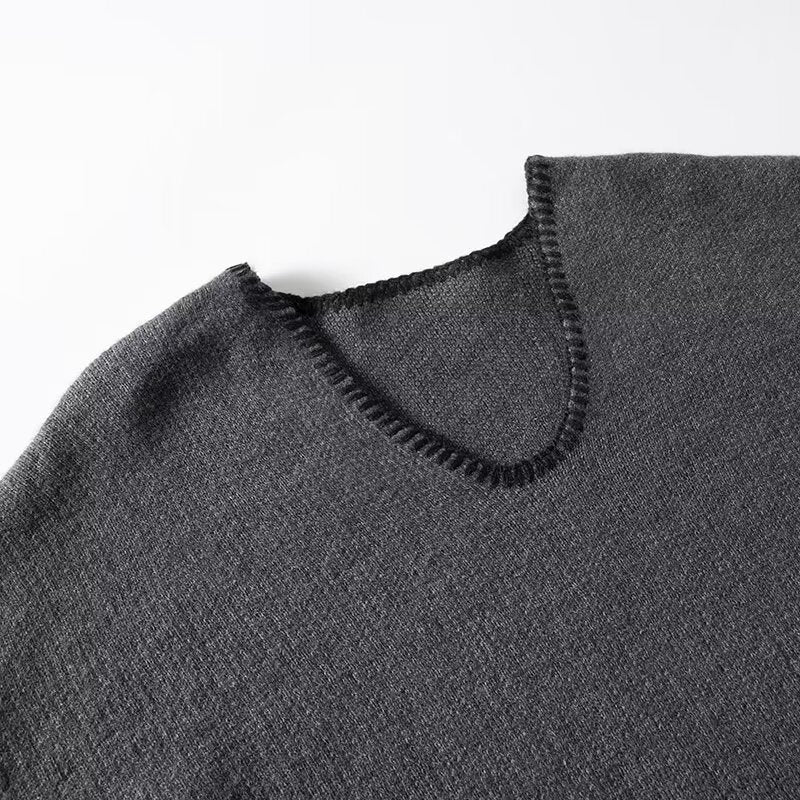 SOLID - Charcoal Chic Wool-Blend V-Neck Pullover