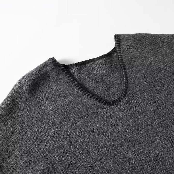SOLID - Charcoal Chic Wool-Blend V-Neck Pullover