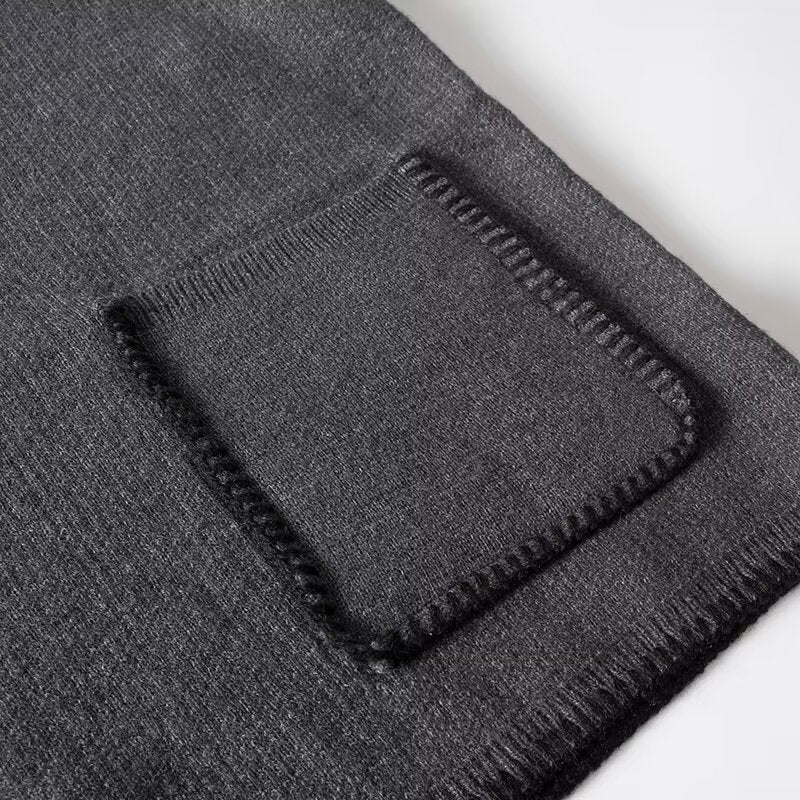 SOLID - Charcoal Chic Wool-Blend V-Neck Pullover