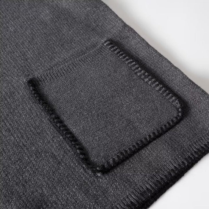 SOLID - Charcoal Chic Wool-Blend V-Neck Pullover