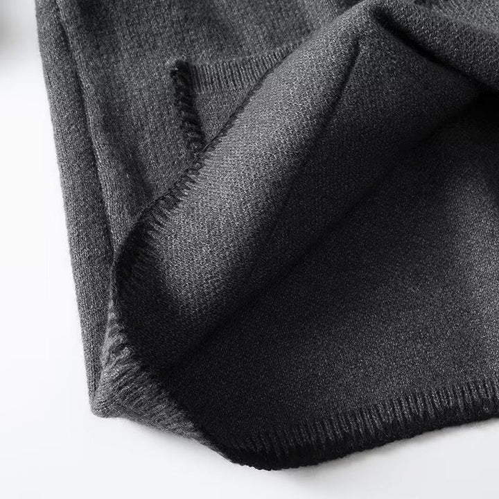 SOLID - Charcoal Chic Wool-Blend V-Neck Pullover
