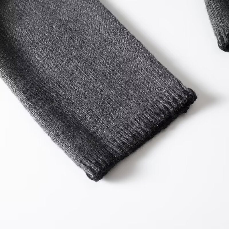 SOLID - Charcoal Chic Wool-Blend V-Neck Pullover