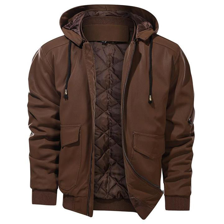 SALVADOR - Leather Jacket With Hood