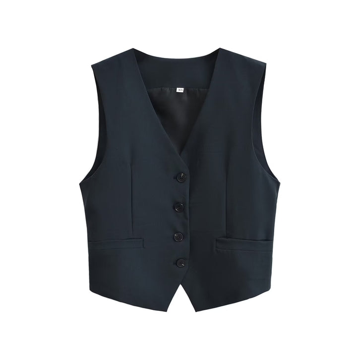 SIA - Women's Tailored Black Button-Up Vest