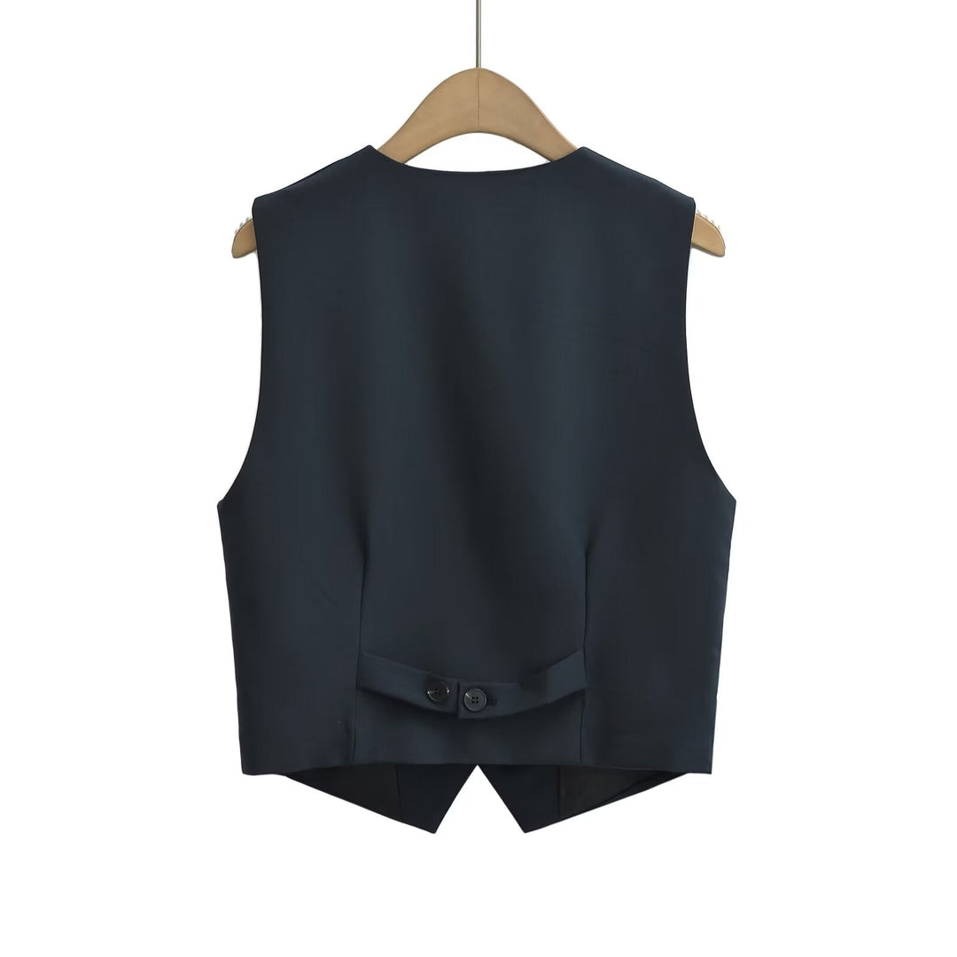 SIA - Women's Tailored Black Button-Up Vest