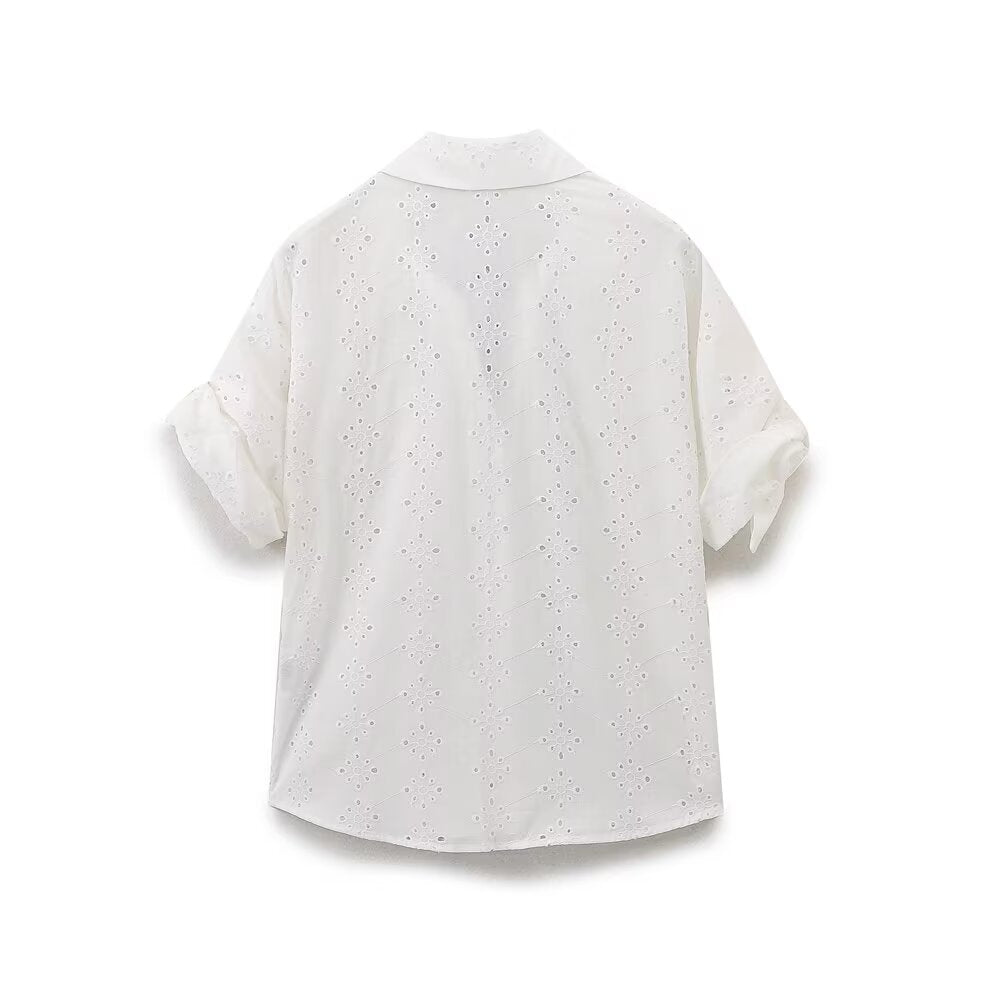 ORLA - Elegant White Eyelet Two-Piece Set