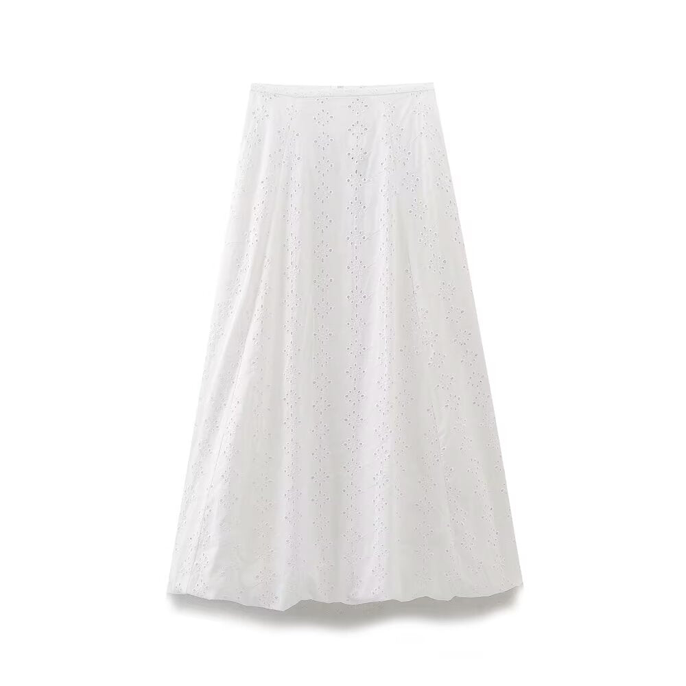 ORLA - Elegant White Eyelet Two-Piece Set