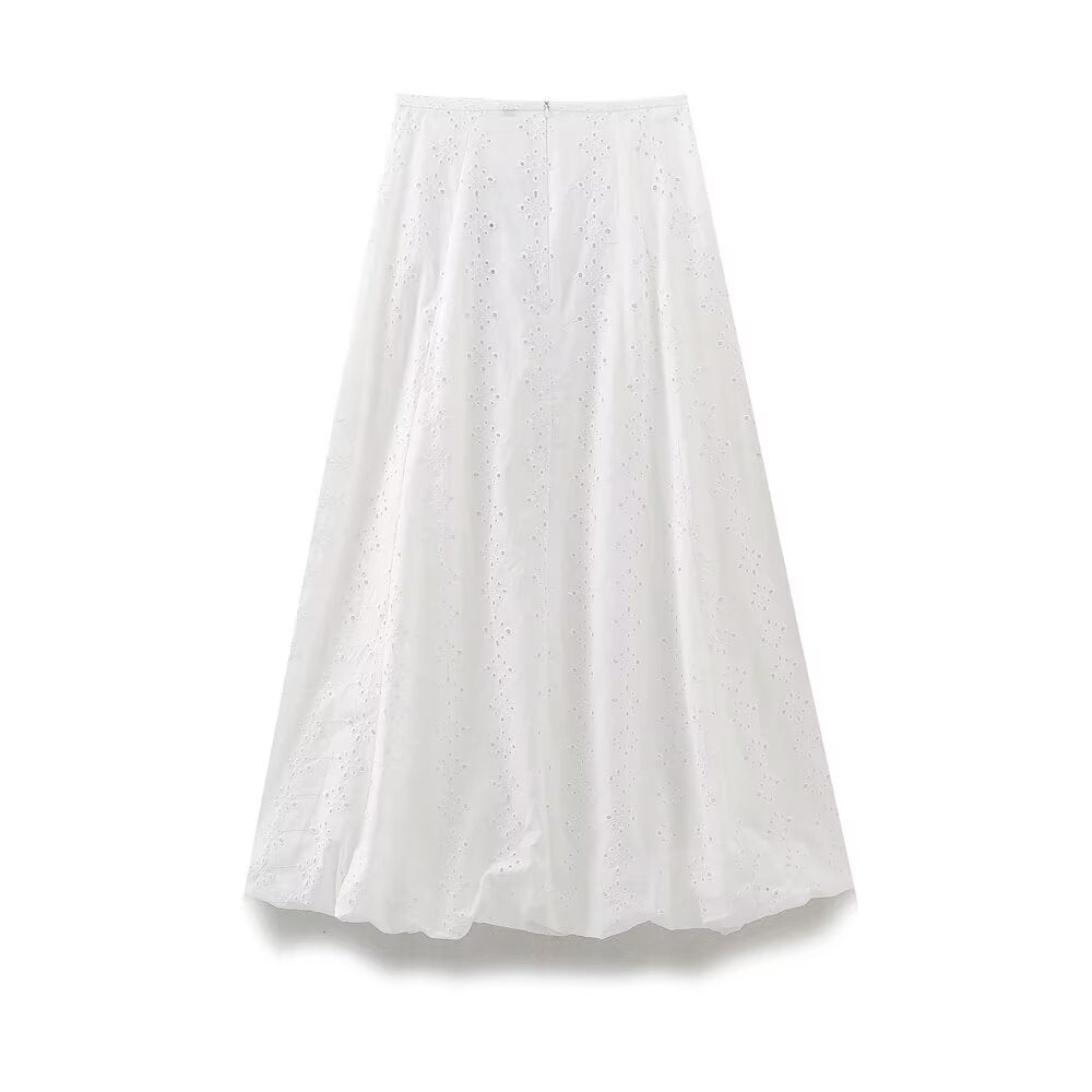 ORLA - Elegant White Eyelet Two-Piece Set