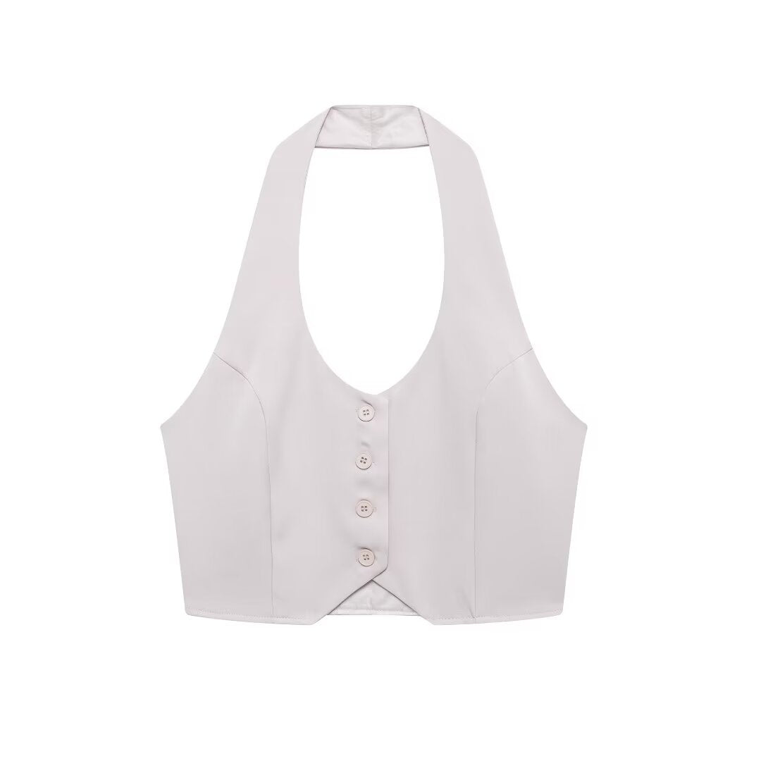 RHAINE - Halter Vest and Wide-Leg Pants