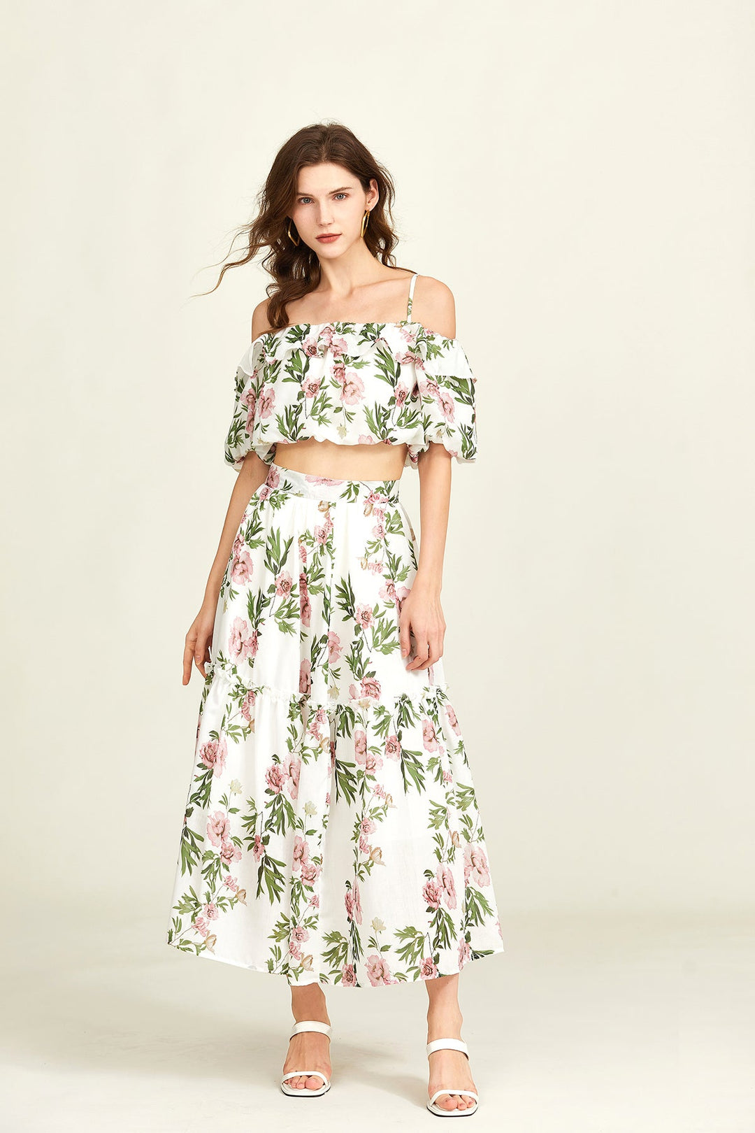 MINE - Floral Off-Shoulder Two-Piece Summer Set