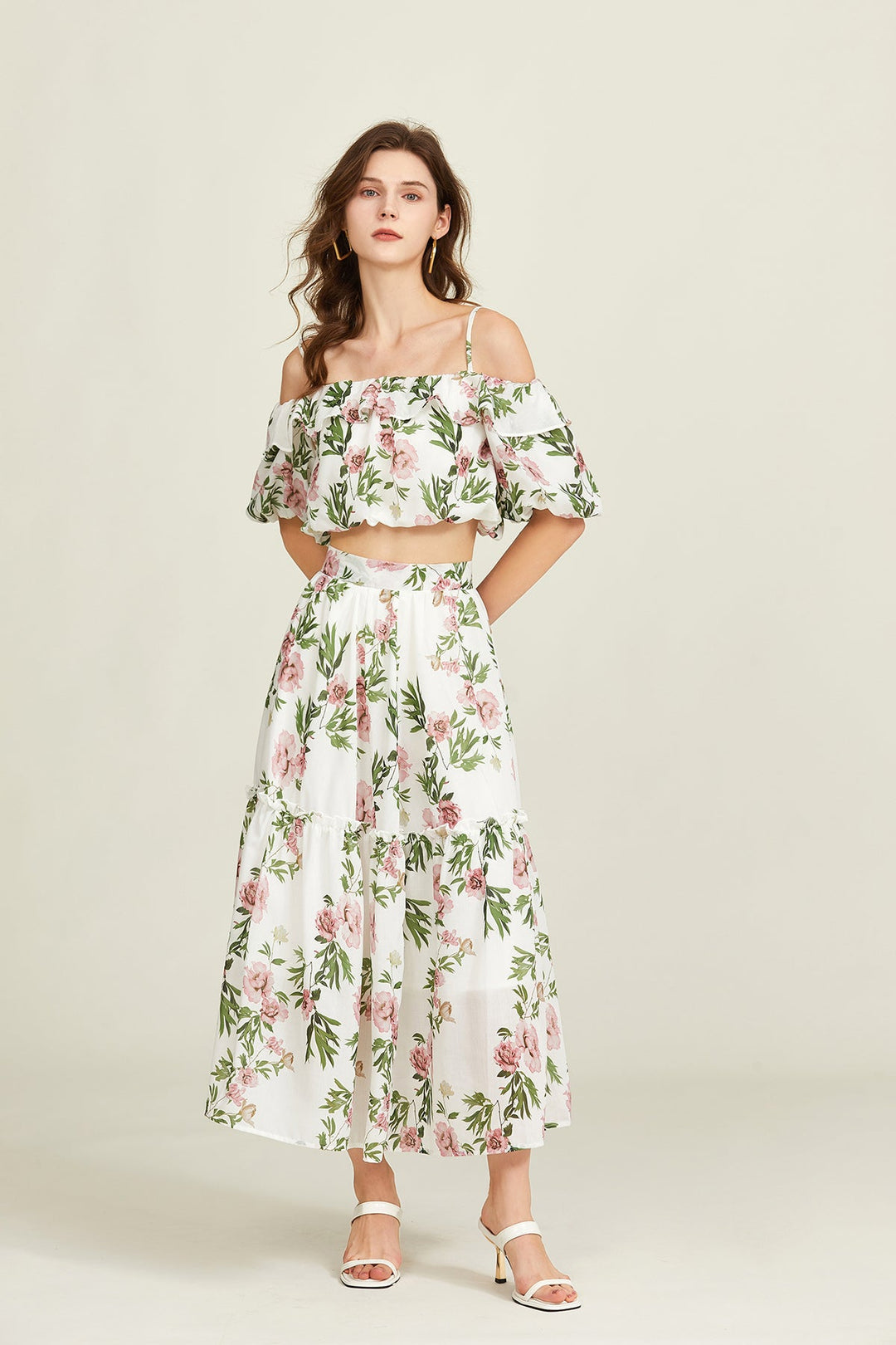 MINE - Floral Off-Shoulder Two-Piece Summer Set