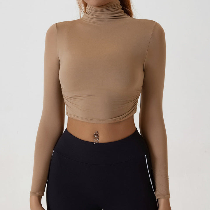 SIDRA - Long Sleeve Ruched Turtleneck Crop Top
