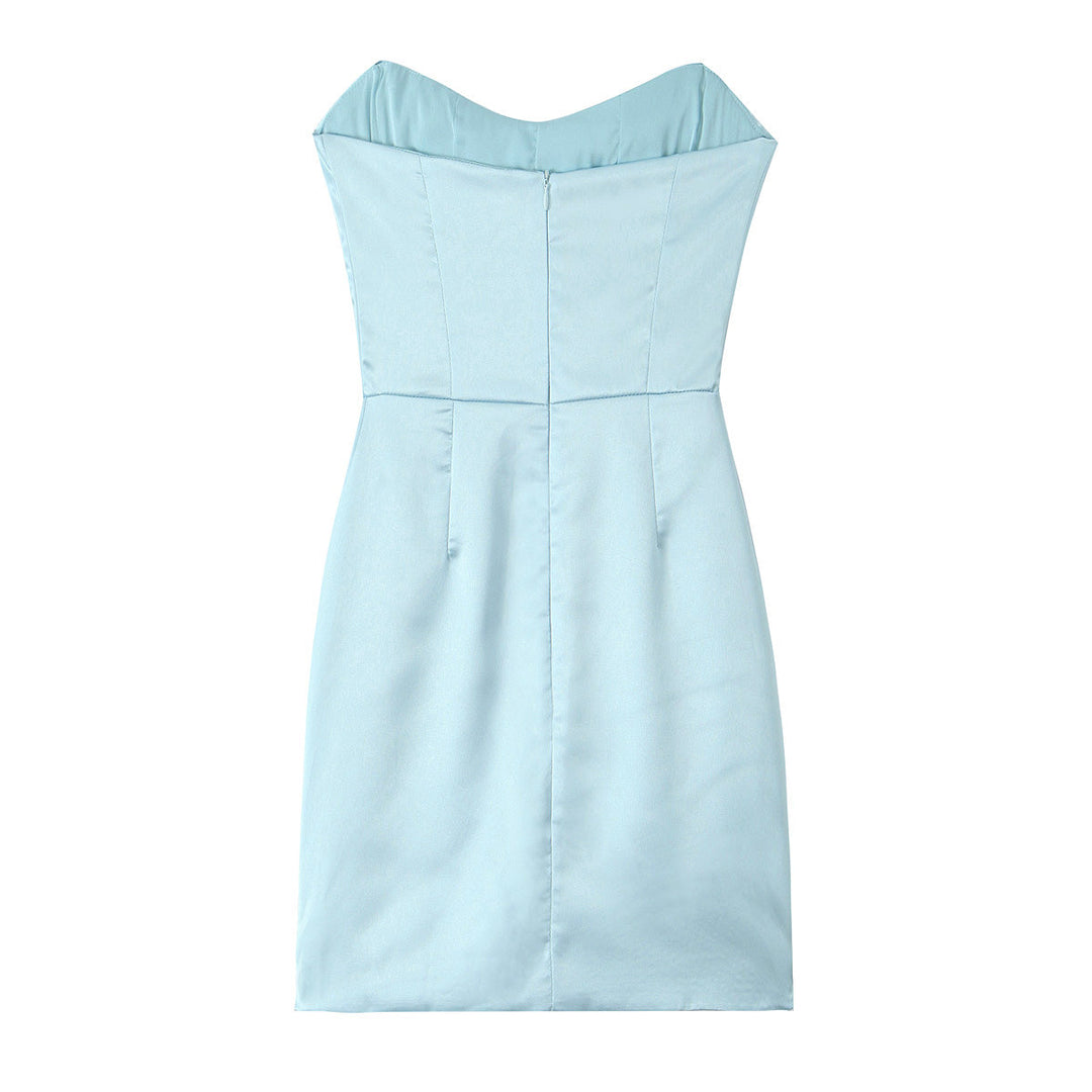 FIONI - Chic Strapless Draped Mini Dress