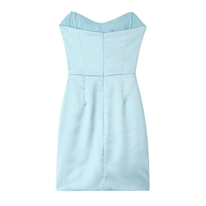 FIONI - Chic Strapless Draped Mini Dress