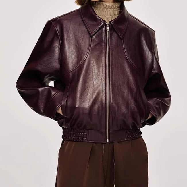 YUA - Women's Vegan Leather Bomber Jacket