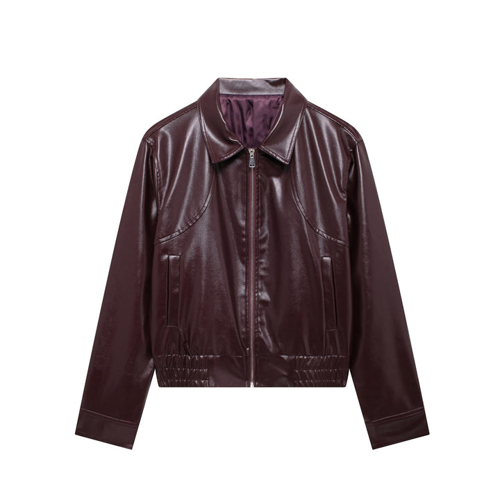 YUA - Women's Vegan Leather Bomber Jacket