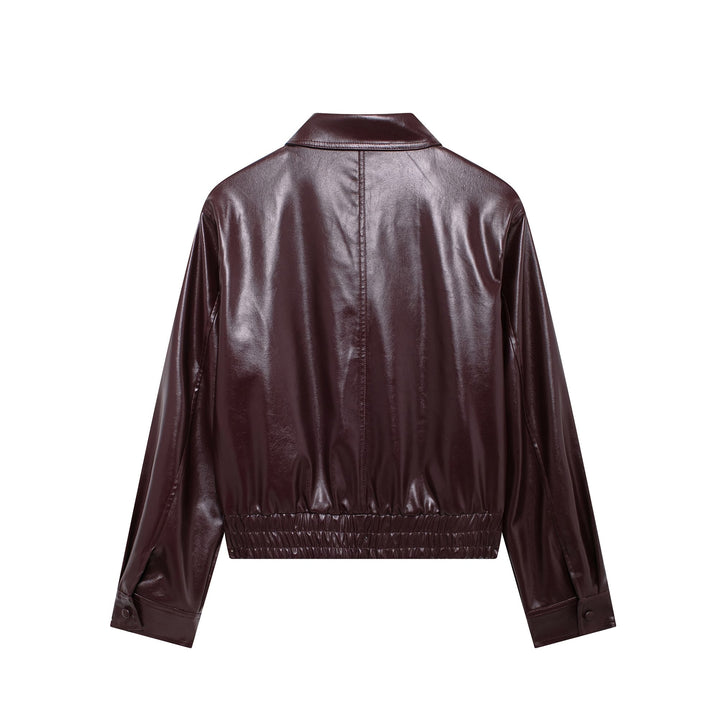 YUA - Women's Vegan Leather Bomber Jacket