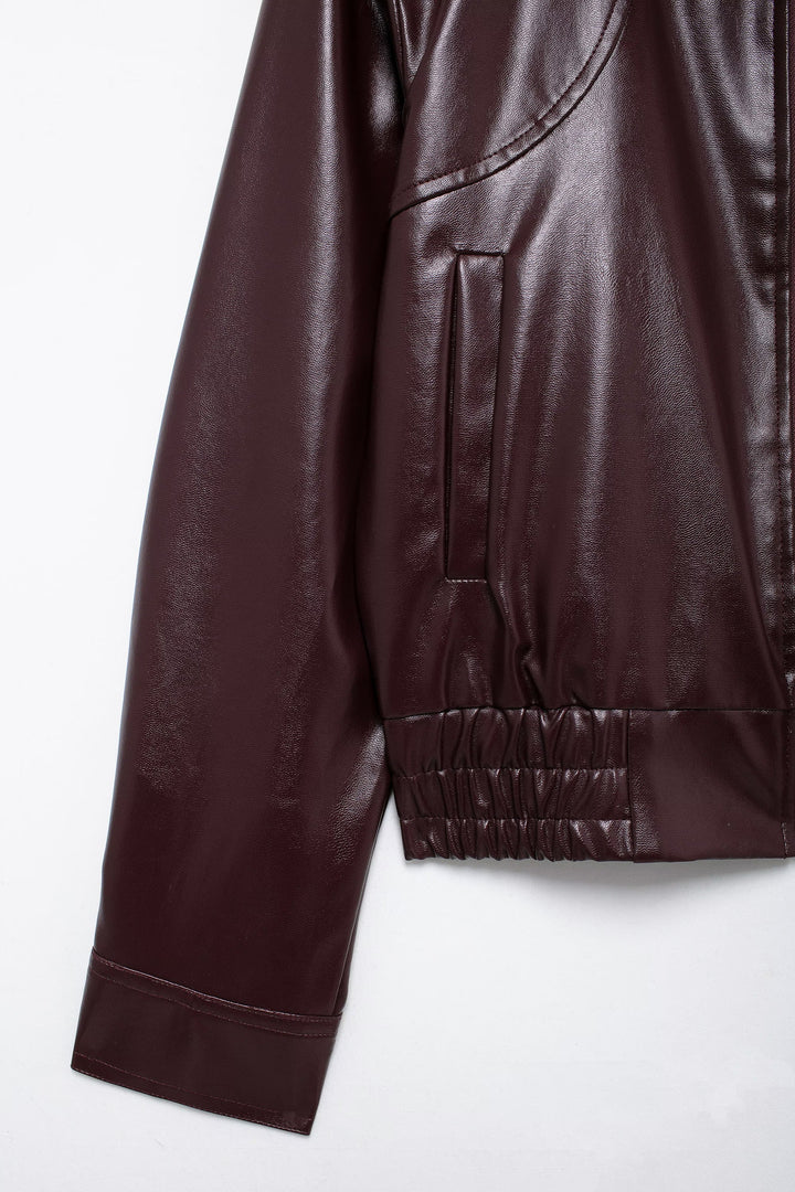 YUA - Women's Vegan Leather Bomber Jacket