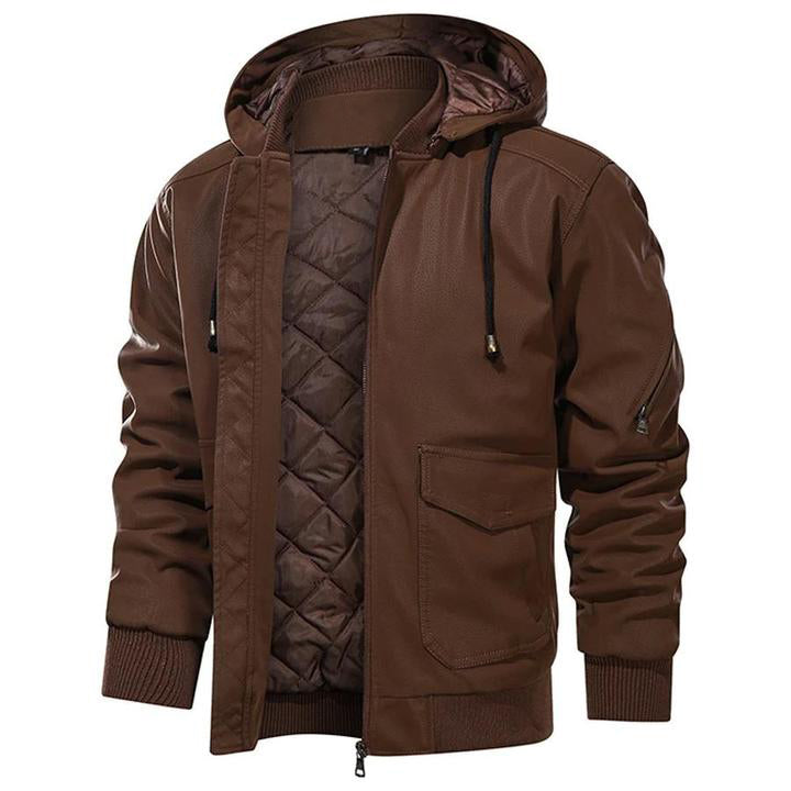 SALVADOR - Leather Jacket With Hood
