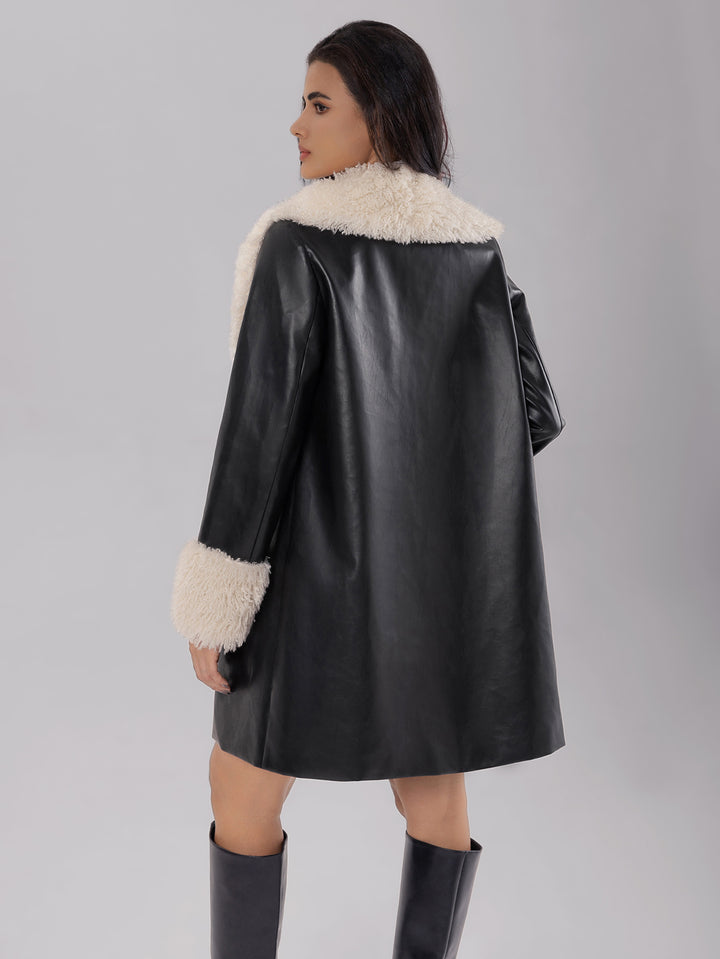 BAIN - Shearling-Lined Vegan Leather Coat