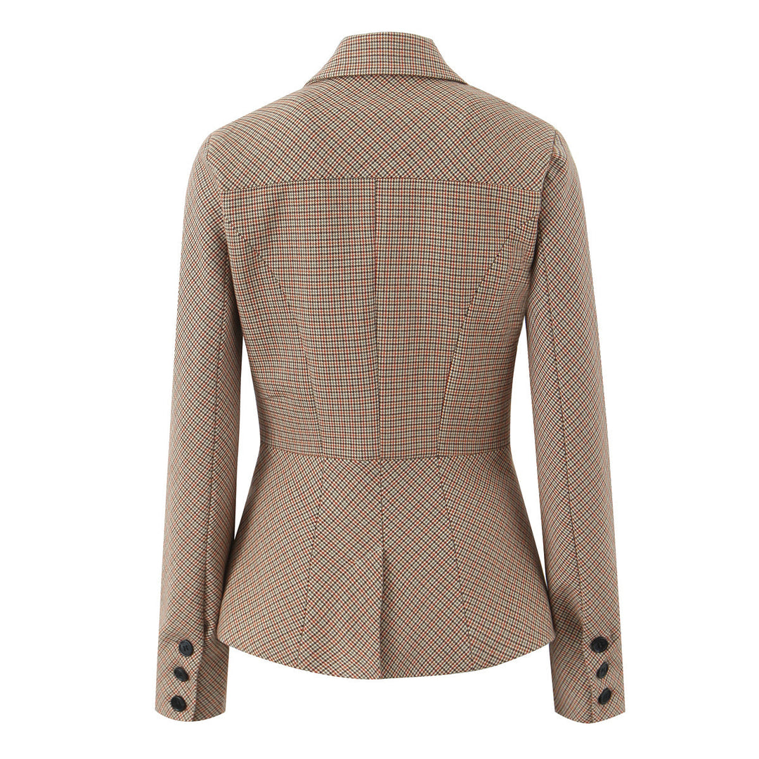 GIADA - Women's Plaid Blazer and Mini Skirt Set