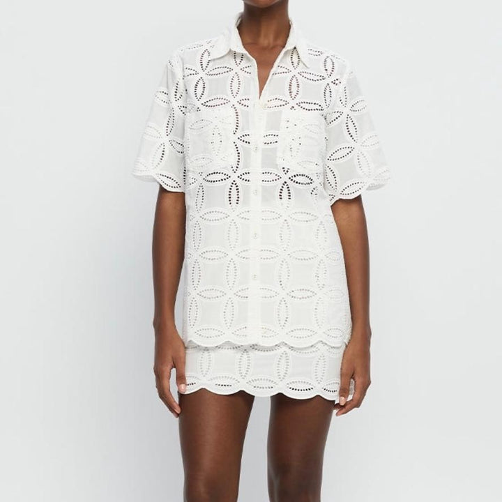 ODETTA - Women's Eyelet Lace Two-Piece Outfit
