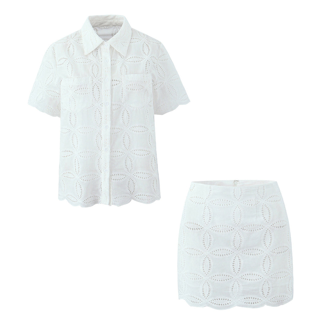 ODETTA - Women's Eyelet Lace Two-Piece Outfit
