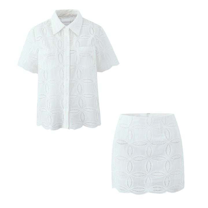 ODETTA - Women's Eyelet Lace Two-Piece Outfit