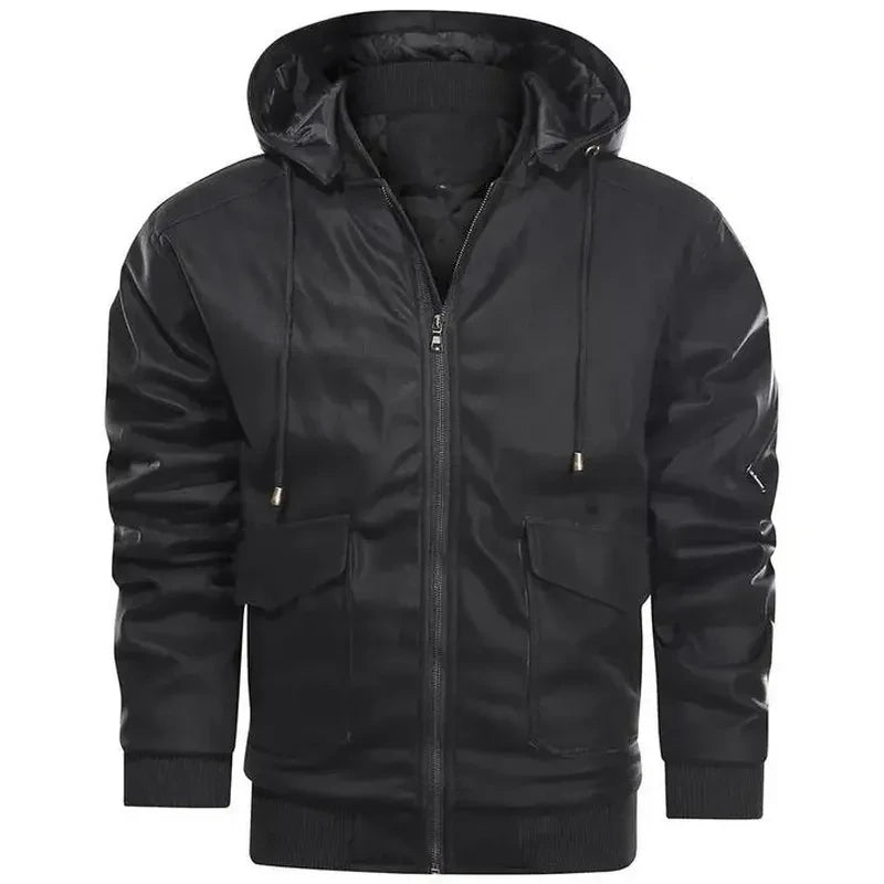 SALVADOR - Leather Jacket With Hood