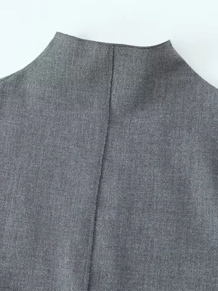 SINDRA - Elegant Charcoal Sleeveless Sheath Dress