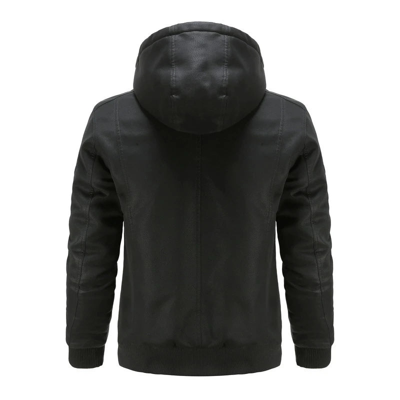 SALVADOR - Leather Jacket With Hood