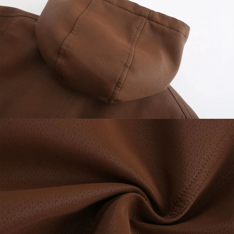 SALVADOR - Leather Jacket With Hood