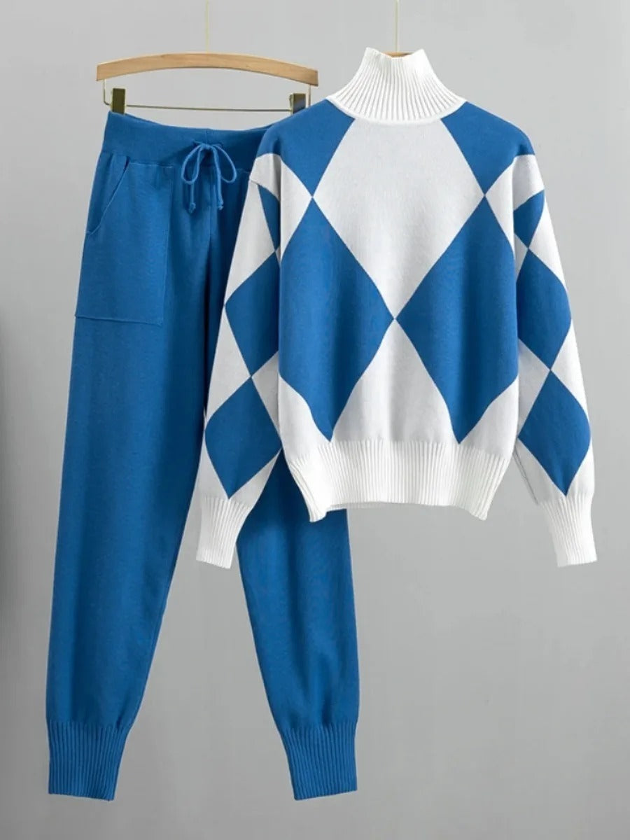 TESS - Knitted Two-Piece Set Geometric Print