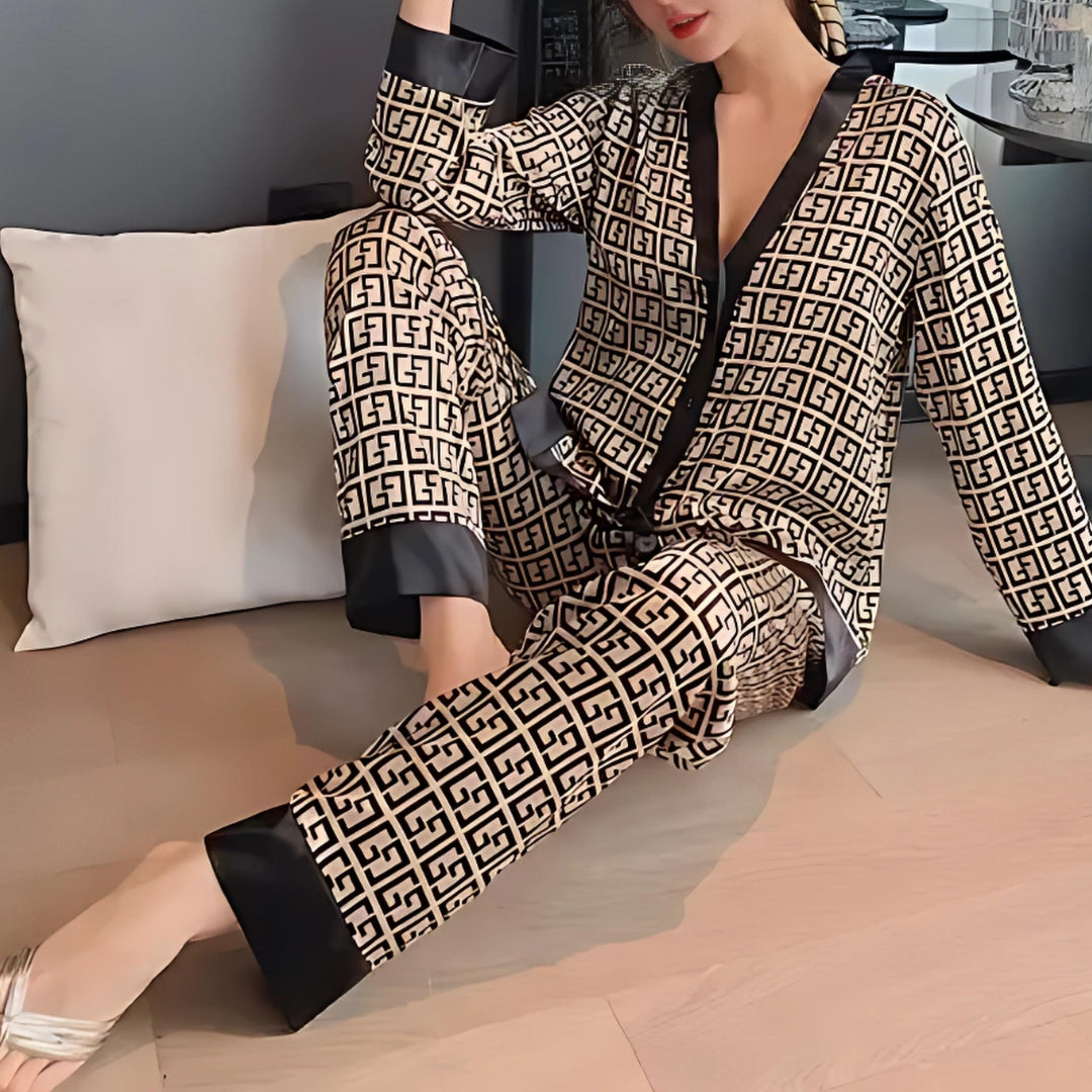 MAIRA  - Silky 2-Piece Golden Dawn Pattern Pajama