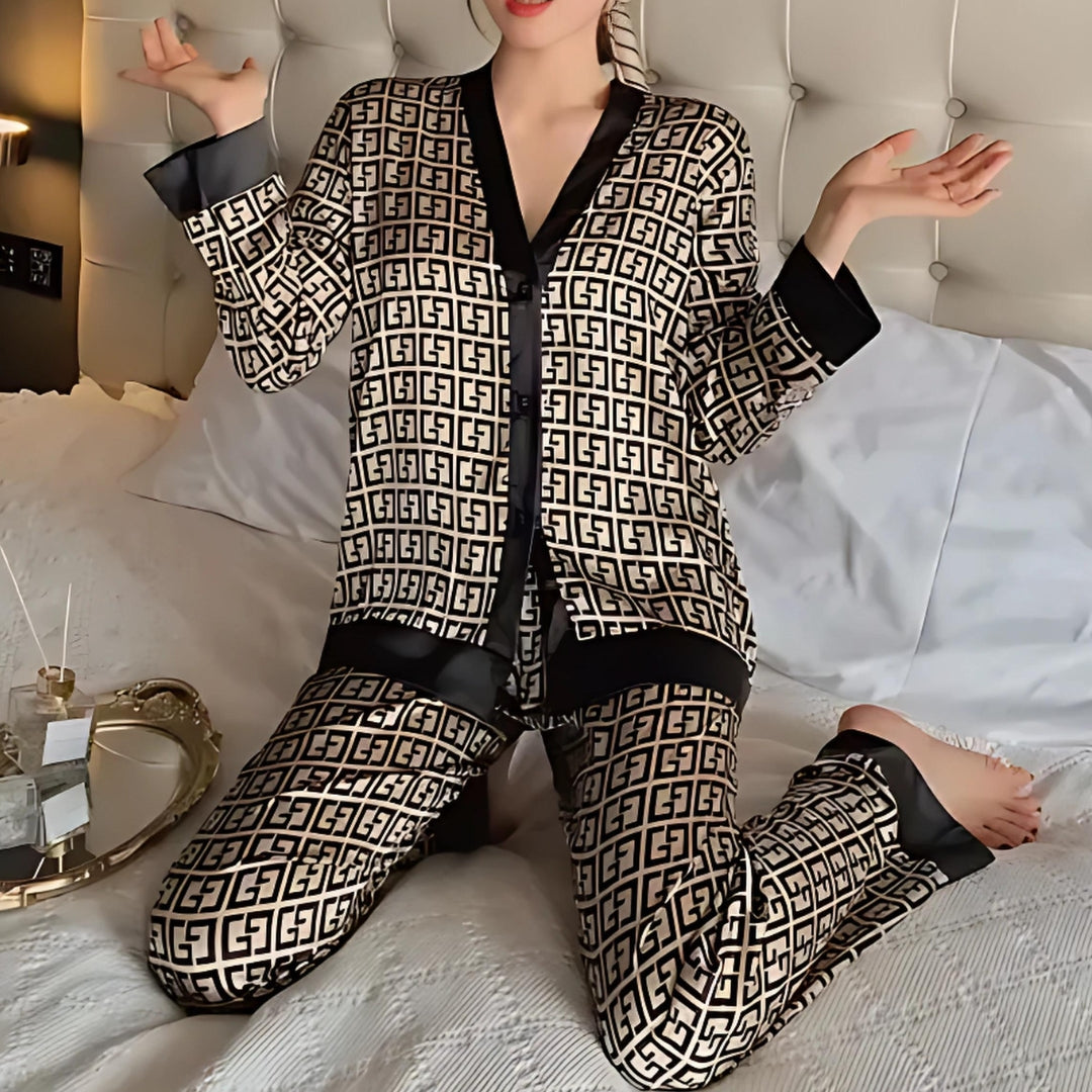 MAIRA  - Silky 2-Piece Golden Dawn Pattern Pajama