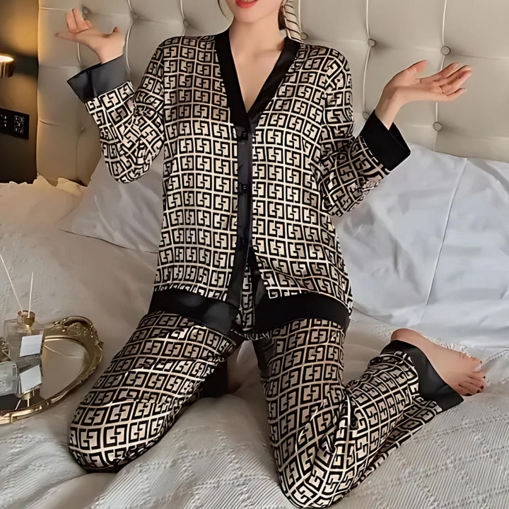 MAIRA  - Silky 2-Piece Golden Dawn Pattern Pajama