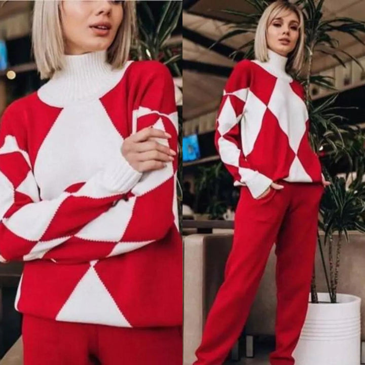 TESS - Knitted Two-Piece Set Geometric Print